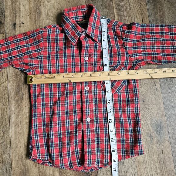Vintage OshKosh B’Gosh Red Plaid Boys’ Long Sleeve Shirt – 12–18M Union Made - Picture 5 of 7